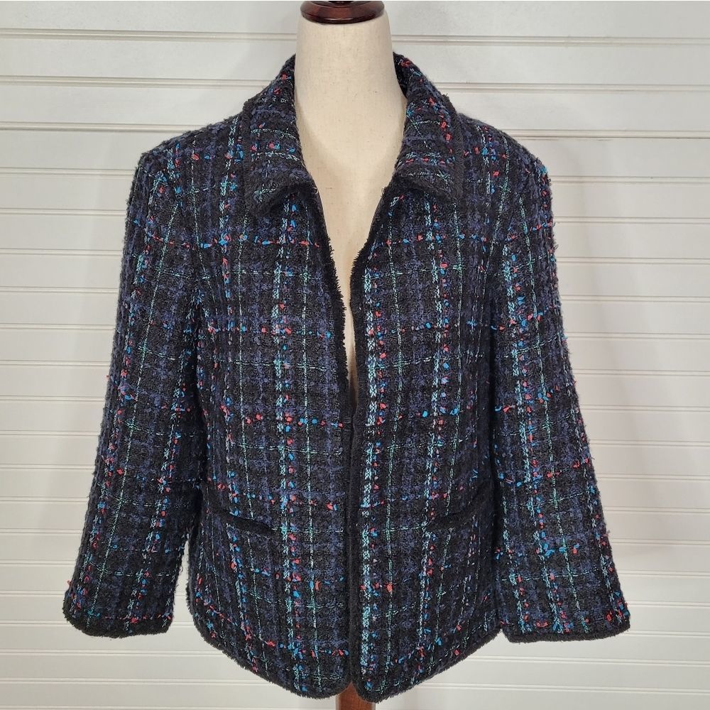 Ann Taylor Black Tweed Blazer Jacket 14P